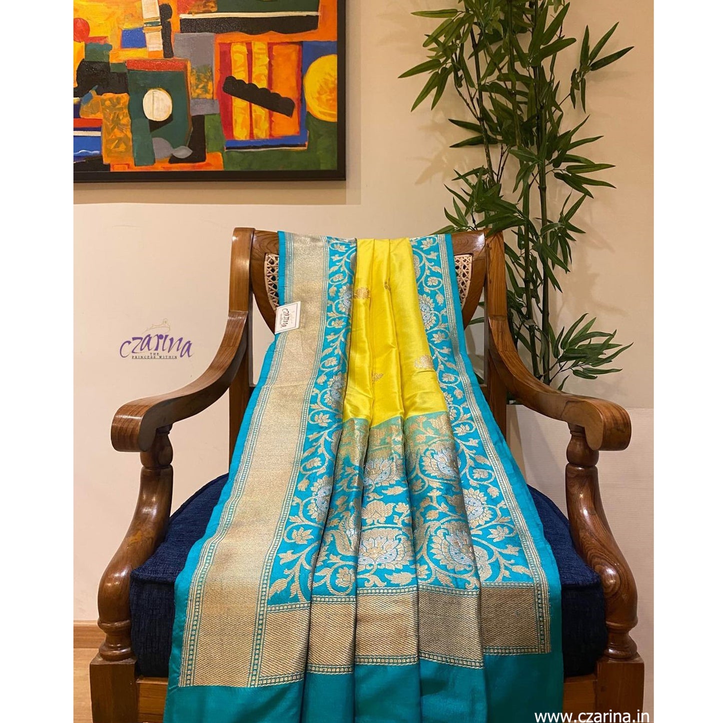 YELLOW BLUE BANARASI SILK SAREE