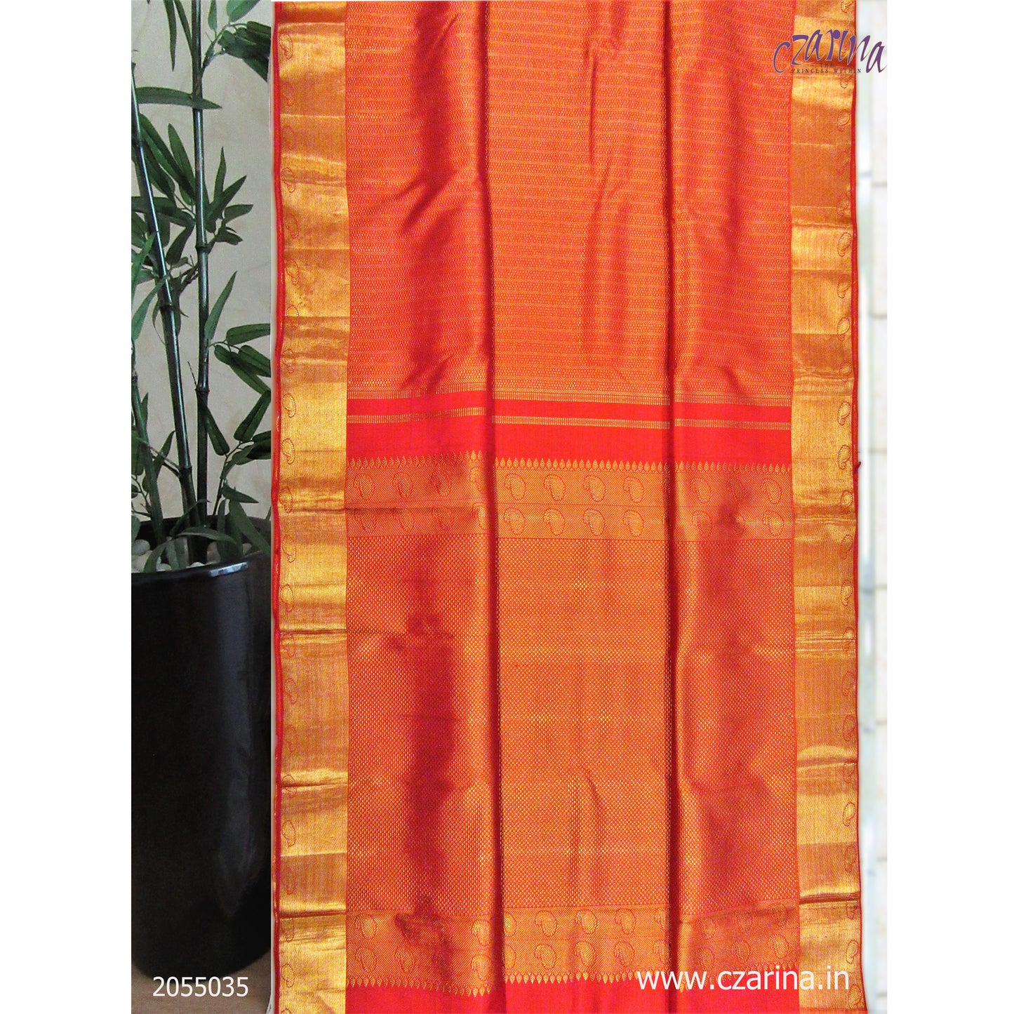 RED GOLDEN PURE KANCHIPURAM SILK SAREE
