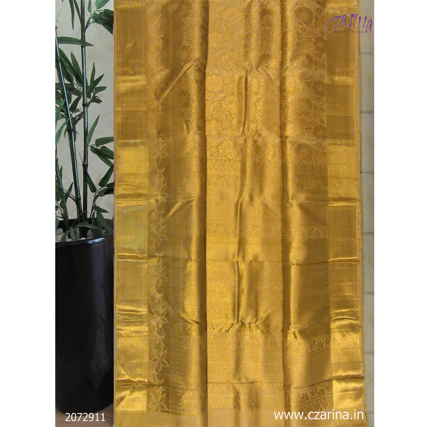 GOLDEN PURE KANCHIPURAM SILK SAREE