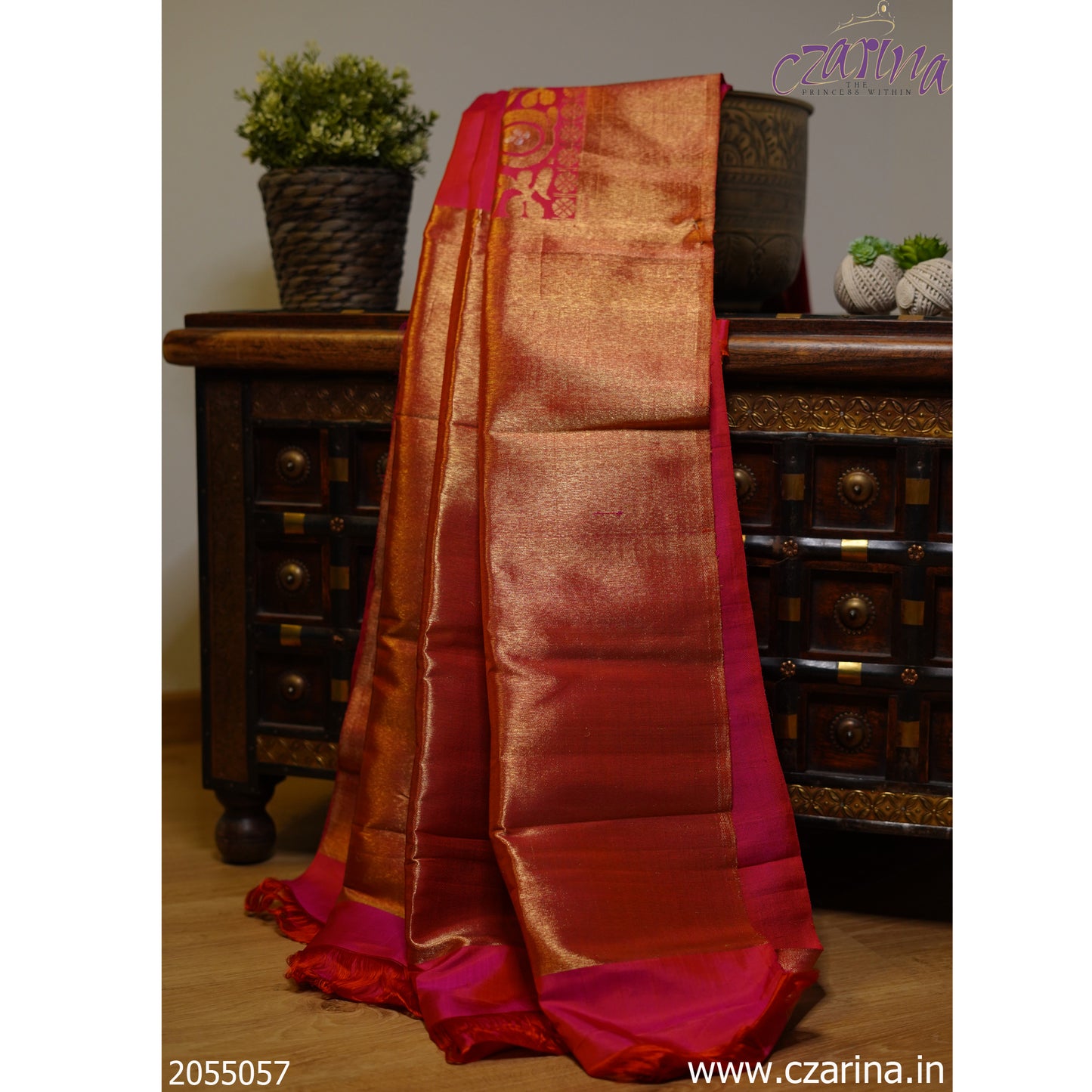 PINK GOLD SILVER KANCHIPURAM SILK SAREE