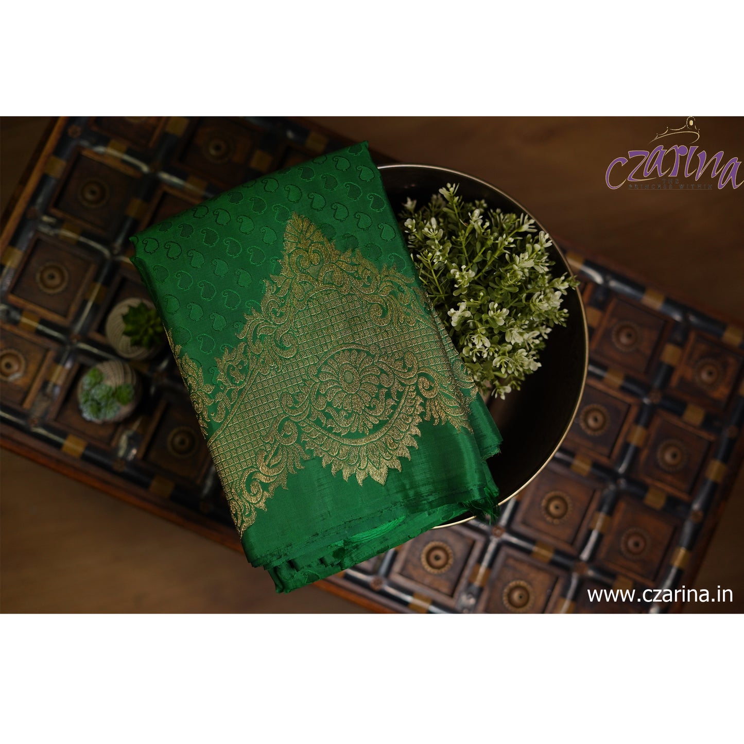 GREEN GOLDEN PURE KANCHIPURAM SILK SAREE