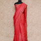 DARK ORANGE WITH CHEQUERED WEAVE AND INTERWOVEN GOLD SEQUINS TUSSAR SILK SAREE