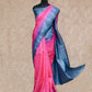 MAGENTA AND BLUE WITH SMALL GOLD BUTTIS TUSSAR SILK SAREE