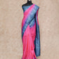 MAGENTA AND BLUE WITH SMALL GOLD BUTTIS TUSSAR SILK SAREE