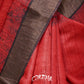 RED WITH BLACK AND GOLD BORDER WITH FLORAL PRINTS ON PALLU AND BLOUSE TUSSAR SILK SAREE