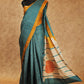 GREEN WITH MUSTARD BORDER TUSSAR SILK SAREE