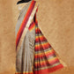 BEIGE WITH BLACK BLOCK PRINTED TUSSAR SILK SAREE