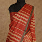 ORANGE AND BEIGE VERTICAL STRIPE PARTLY DESIGNED WITH GREY BORDER TUSSAR SILK SAREE