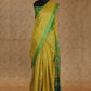 LIME YELLOW AND GREEN WITH KANTHA EMBROIDERY TUSSAR SILK SAREE