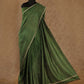 OLIVE GREEN SHADE WITH ASCENDING OFF-WHITE MOTIFS PRINTED TUSSAR SILK SAREE