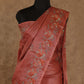 RUST COLOR WITH BEIGE AND CROSS STITCH DESIGN EMBROIDERY TUSSAR SILK SAREE