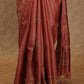 RUST COLOR WITH BEIGE AND CROSS STITCH DESIGN EMBROIDERY TUSSAR SILK SAREE