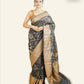 BLACK BANARASI TUSSAR SAREE WITH WOVEN DESIGNS IN ANTIQUE GOLD ZARI