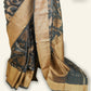 BLACK BANARASI TUSSAR SAREE WITH WOVEN DESIGNS IN ANTIQUE GOLD ZARI