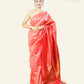 LIGHT RED TUSSAR SILK SAREE WITH ALL OVER GEOMETRIC WEAVE IN ANTIQUE ZARI