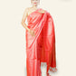 LIGHT RED TUSSAR SILK SAREE WITH ALL OVER GEOMETRIC WEAVE IN ANTIQUE ZARI