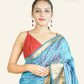 PEACOCK BLUE AND MAROON PURE SILK SAREE WITH IKAT WEAVING