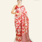 BEIGE SOFT SILK SAREE WITH FLORAL PRINTS IN RED AND MAROON