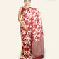 BEIGE SOFT SILK SAREE WITH FLORAL PRINTS IN RED AND MAROON