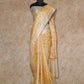 YELLOW AND CREAM PRINTED TUSSAR SILK SAREE