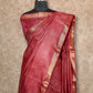 RUST WOVEN WITH GEOMETRIC DESIGNS IN GOLD ZARI  TUSSAR SILK SAREE