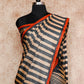 BEIGE BLACK STRIPE DESIGN WITH RUST BORDER TUSSAR SILK SAREE