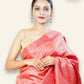 LIGHT RED TUSSAR SILK SAREE WITH TINY ZARI BUTTIS ALL OVER