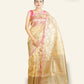 GOLDEN BANARASI TISSUE SAREE WITH MAGENTA BORDER