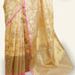 GOLDEN BANARASI TISSUE SAREE WITH MAGENTA BORDER