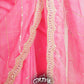 MAGENTA ORGANZA SAREE WITH LEHARIYA DESIGNS, SEQUINS, AND MIRROR EMBROIDERY