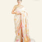 BEIGE BANARASI KHADDI GEORGETTE SAREE WITH MULTICOLORED FLORAL DESIGNS