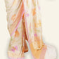 BEIGE BANARASI KHADDI GEORGETTE SAREE WITH MULTICOLORED FLORAL DESIGNS