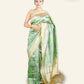 GREEN BANARASI TISSUE SAREE WITH IKAT INSPIRED WEAVING