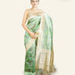 GREEN BANARASI TISSUE SAREE WITH IKAT INSPIRED WEAVING