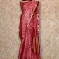 RUST WOVEN WITH GEOMETRIC DESIGNS IN GOLD ZARI  TUSSAR SILK SAREE