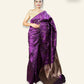 PURPLE SOFT SILK SAREE WITH SMALL MOTIFS AND RICH GOLD ZARI WOVEN PALLU