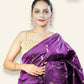 PURPLE SOFT SILK SAREE WITH SMALL MOTIFS AND RICH GOLD ZARI WOVEN PALLU