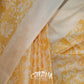 YELLOW AND CREAM PRINTED TUSSAR SILK SAREE