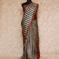 BEIGE BLACK STRIPE DESIGN WITH RUST BORDER TUSSAR SILK SAREE