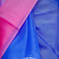 BLUE AND MAGENTA-SHADED ORGANZA SILK SAREE