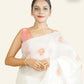 OFF-WHITE SILK ORGANZA SAREE WITH PEACH HAND-PAINTED FLORAL DESIGNS