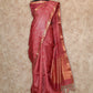 RUST WOVEN WITH GEOMETRIC DESIGNS IN GOLD ZARI  TUSSAR SILK SAREE