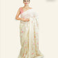 OFF-WHITE ORGANZA SAREE WITH FLORAL EMBROIDERY, SEQUINS, AND THREAD WORKED BORDER