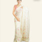 OFF-WHITE ORGANZA SAREE WITH FLORAL EMBROIDERY, SEQUINS, AND THREAD WORKED BORDER