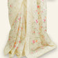 OFF-WHITE ORGANZA SAREE WITH FLORAL EMBROIDERY, SEQUINS, AND THREAD WORKED BORDER