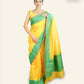 YELLOW BANARASI TISSUE SAREE WITH GREEN THREADWORK BORDER