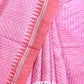 PINK WITH GEOMETRIC BLOCK, PEACH TEMPLE BORDER SOFT TUSSAR SILK SAREE