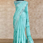 TURQUOISE BLUE WITH TWINE CUT WORK IN WHITE TUSSAR SILK SAREE