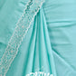 TURQUOISE BLUE WITH TWINE CUT WORK IN WHITE TUSSAR SILK SAREE