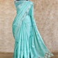 TURQUOISE BLUE WITH TWINE CUT WORK IN WHITE TUSSAR SILK SAREE